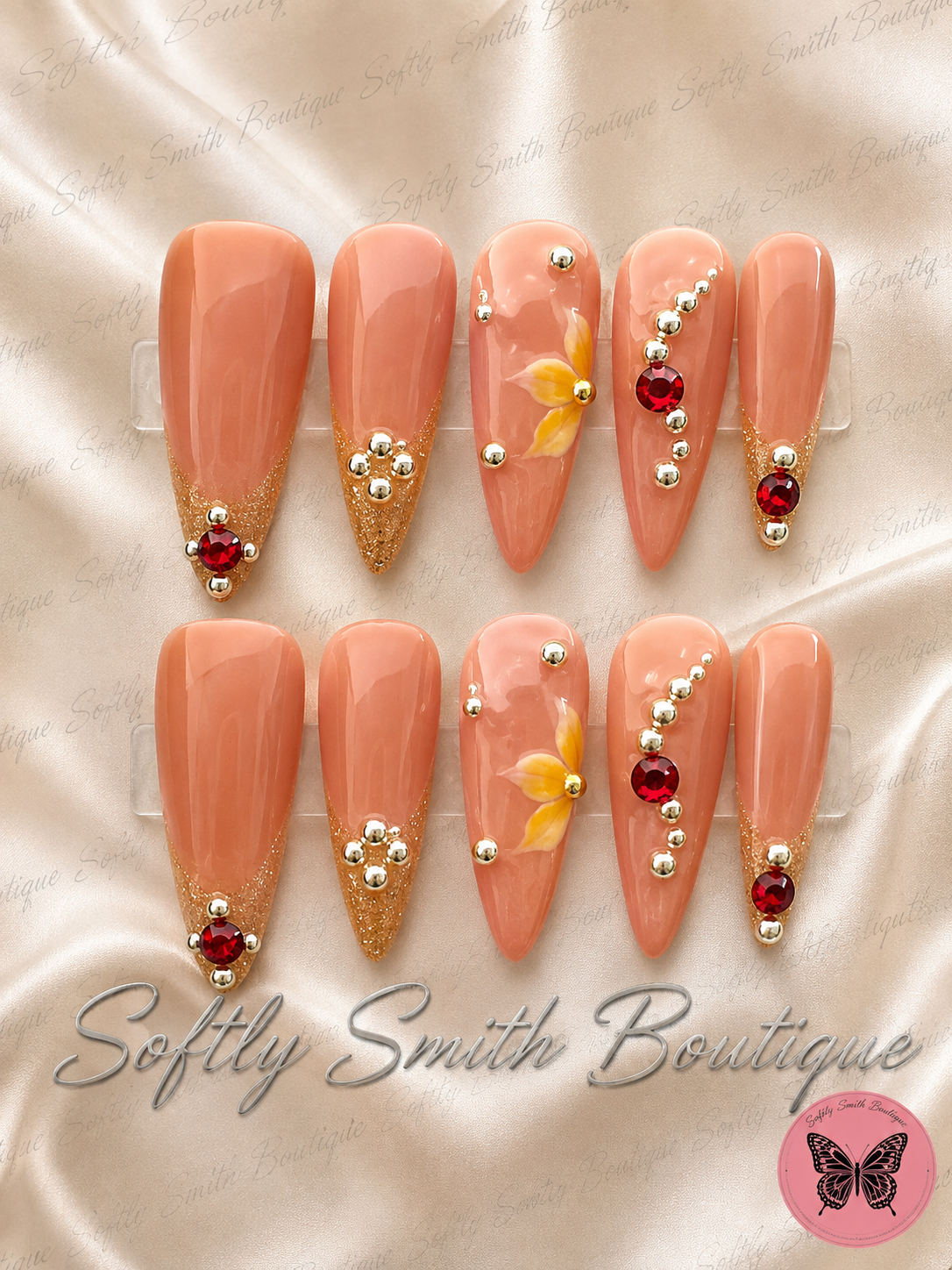 Golden Monarch Glow Press-On Nails