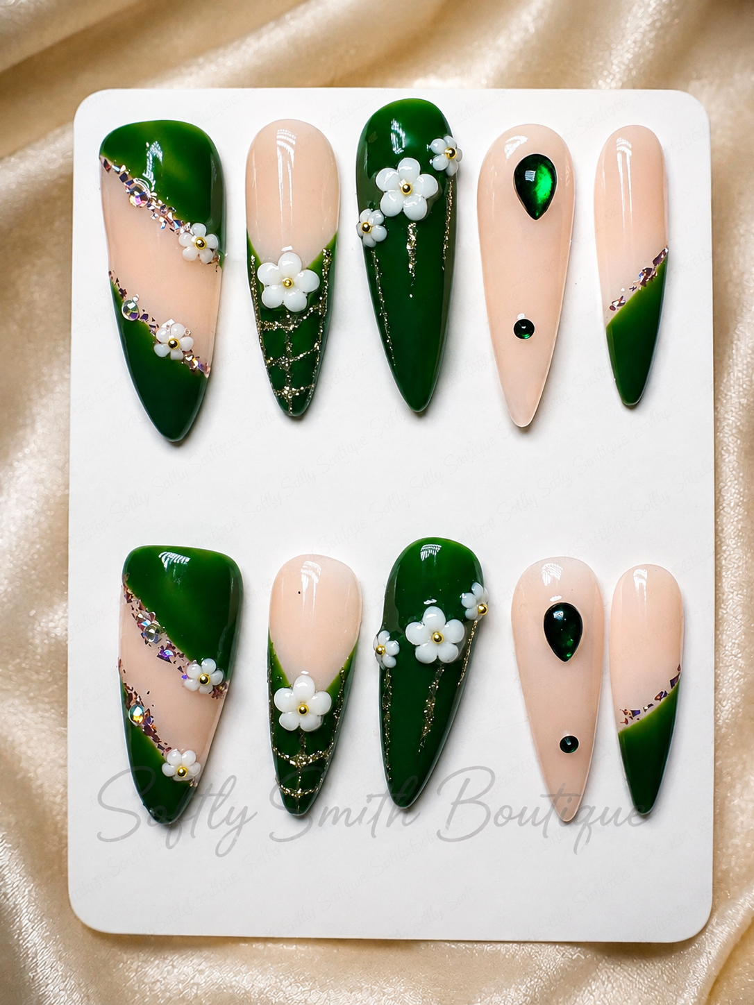 Emerald Garden Glam Press-On Nails