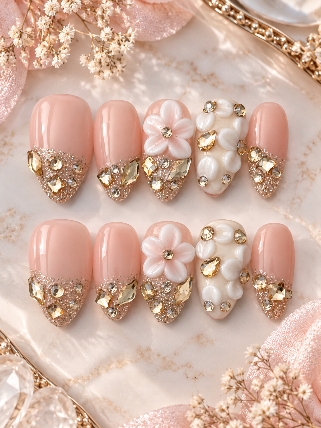 Champagne Garden Press-On Nails