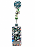 Philadelphia Eagles Beaded Badge Reel & Personalized Badge Buddy Set