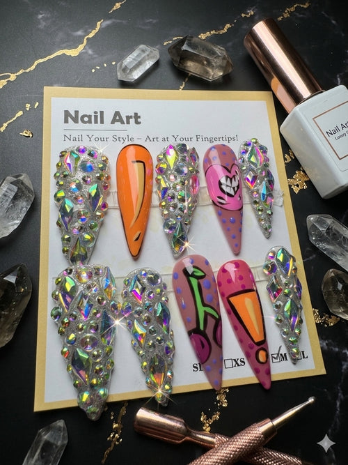 Baddie Bling Pop press-on nails, size medium