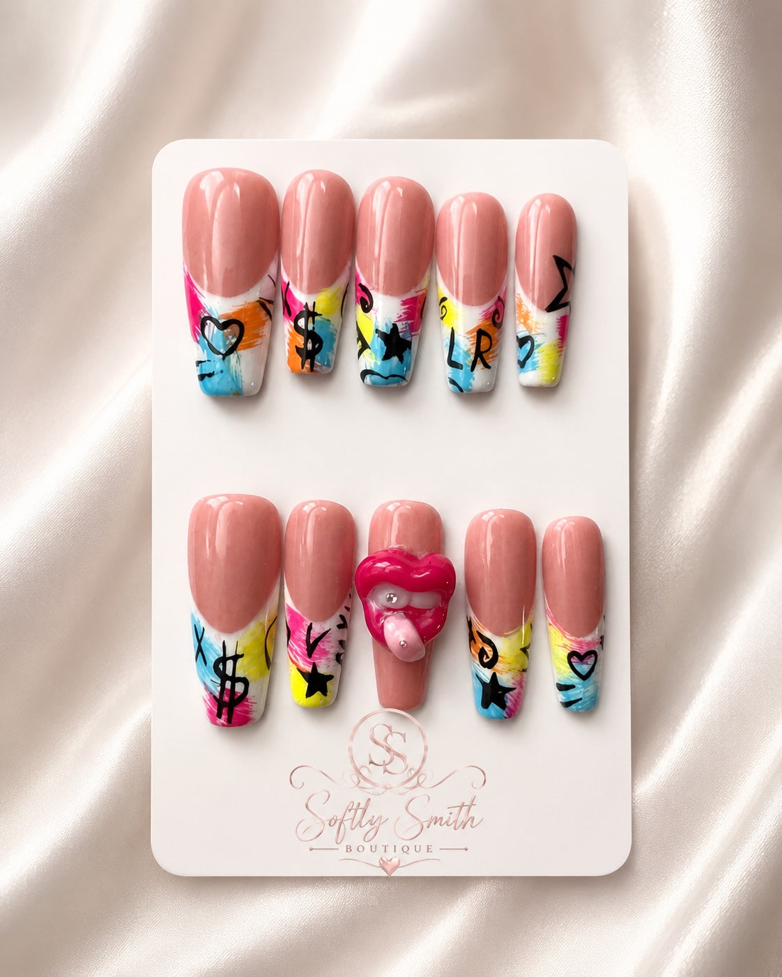 Bubblegum Graffiti Press-On Nails