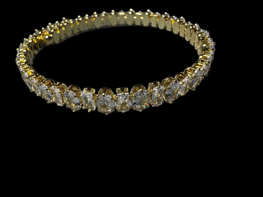 Golden Radiance mixed-cut crystal cuff bracelet in gold tone