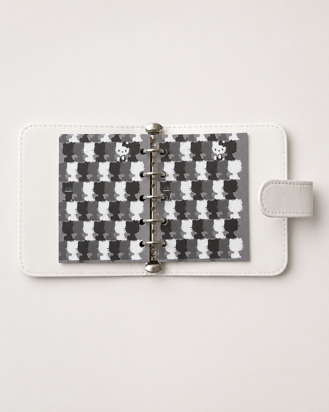 Gothic kitty M5 binder open with patterned paper