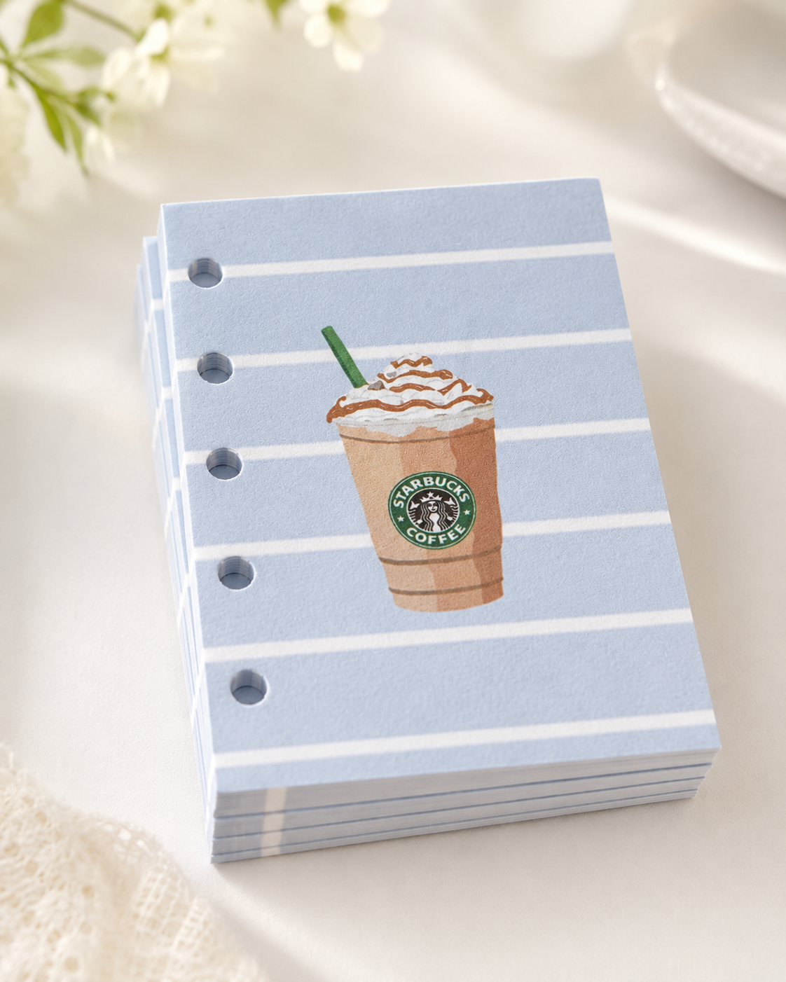 Close-up of M5 striped coffee paper inserts