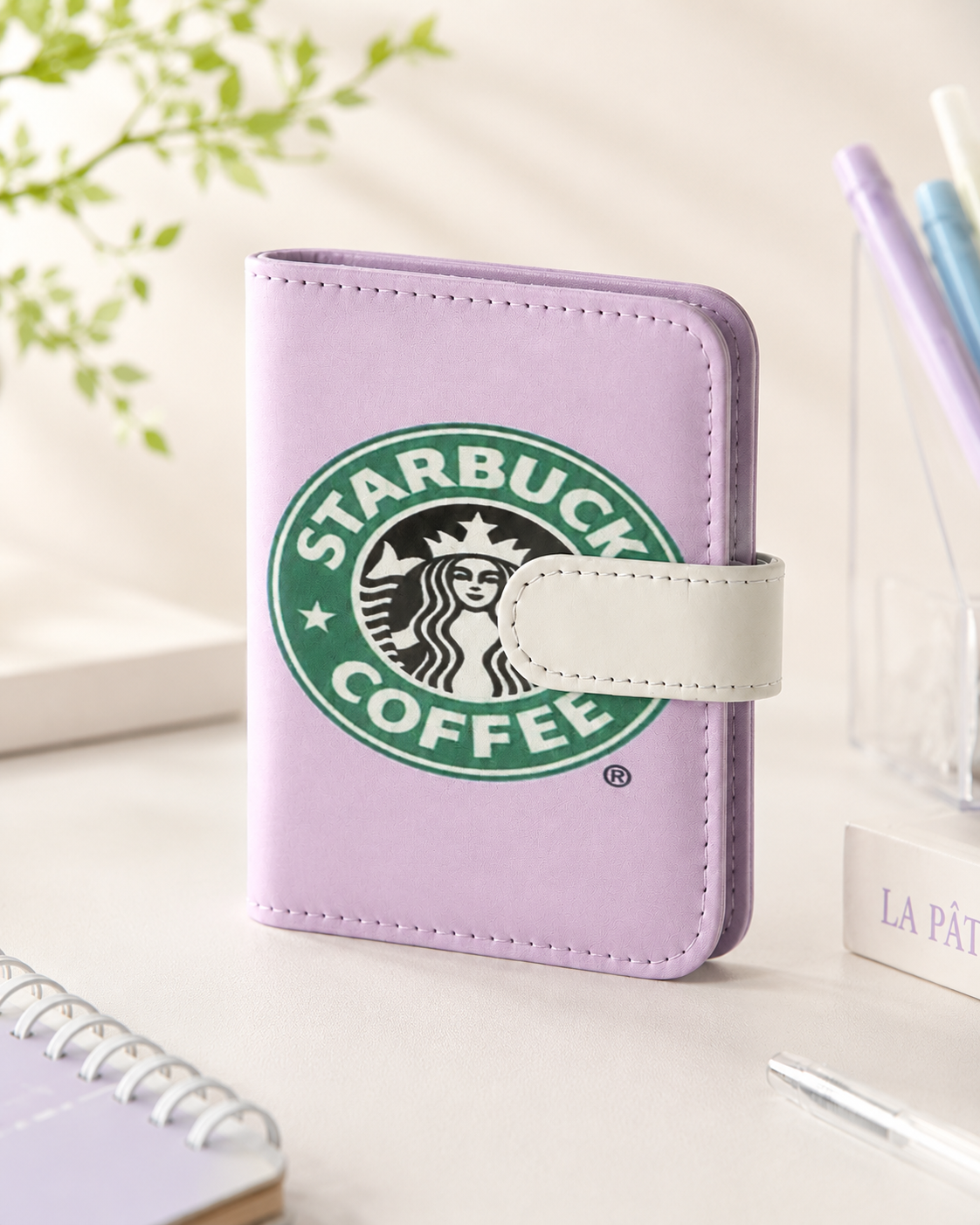 Lavender M5 coffee binder angled view