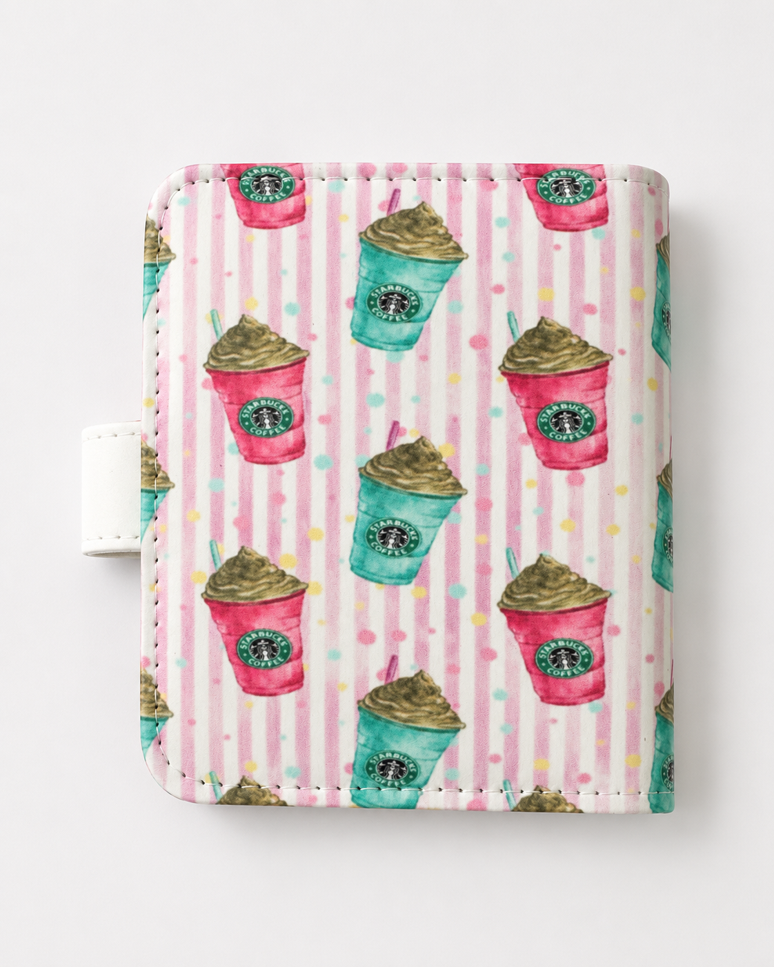 Back view of pink coffee-themed M5 binder
