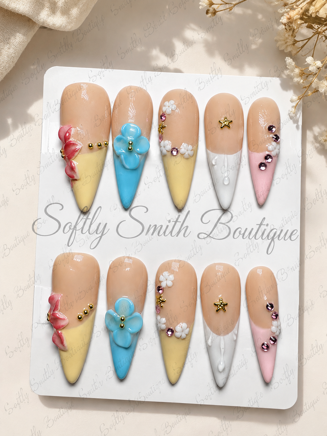 Pastel Garden Stiletto press-on nail set