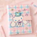 Pastel plaid A5 binder with pink snap closure