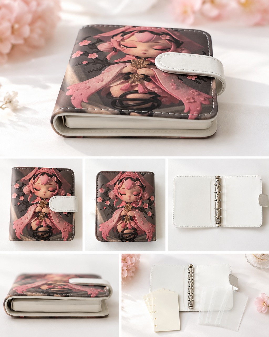 Pink chibi M5 ring binder front view