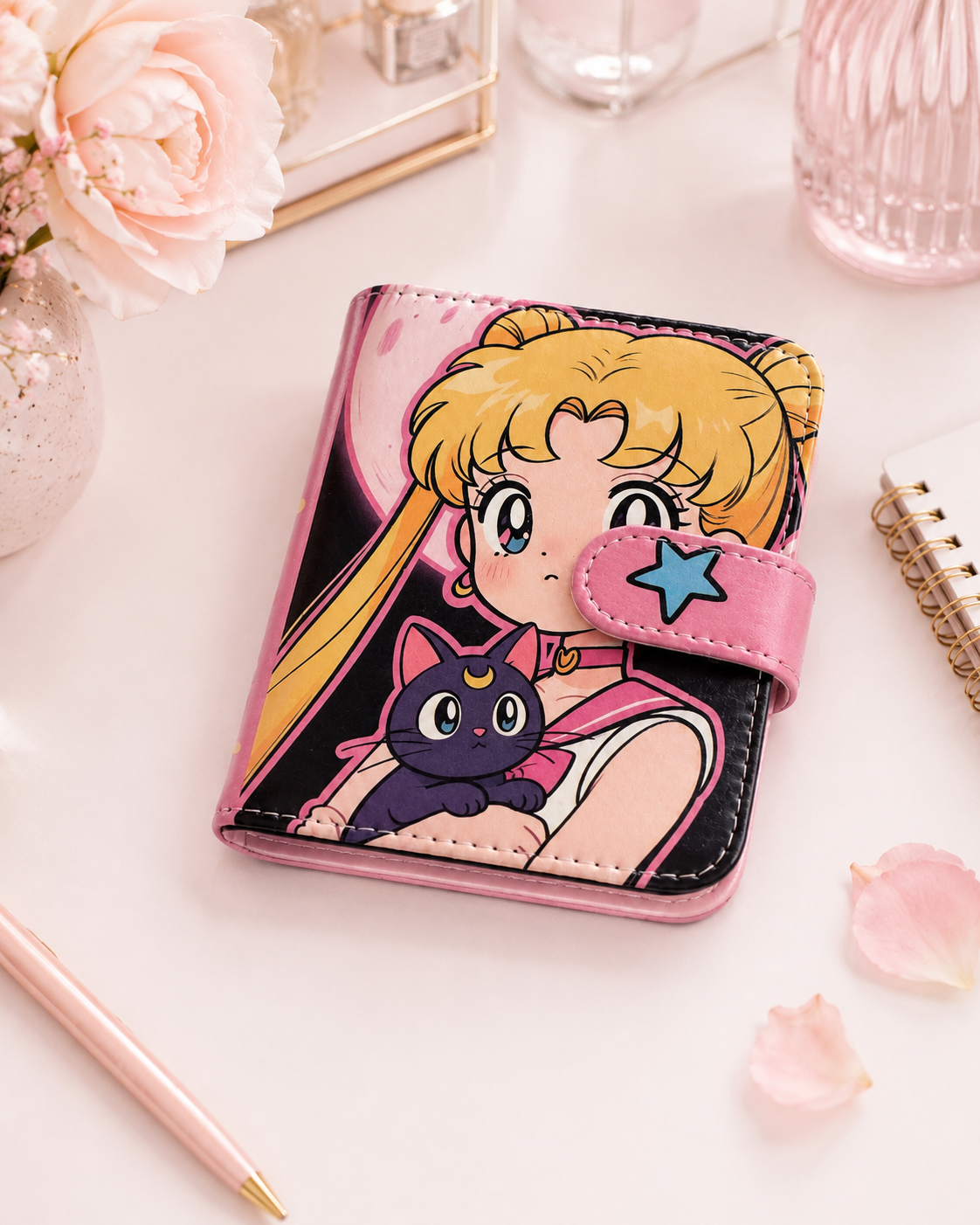 Pink Girl M5 binder planner styled lifestyle view