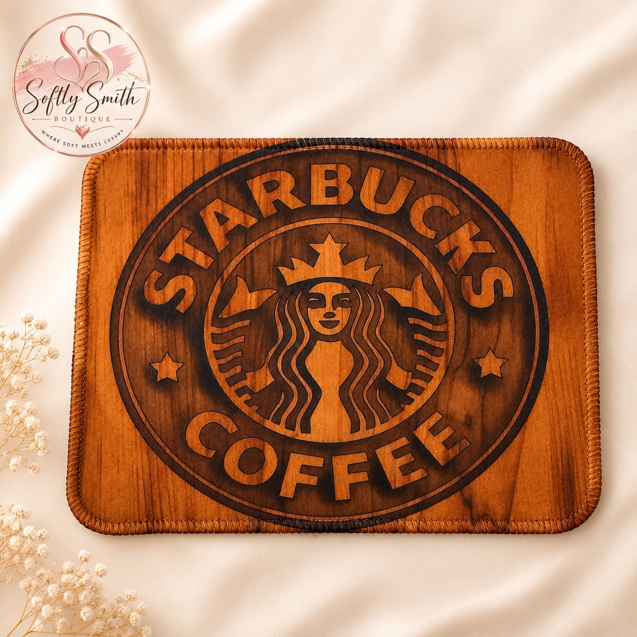 Starbucks Inspired Wood Mouse Pad
