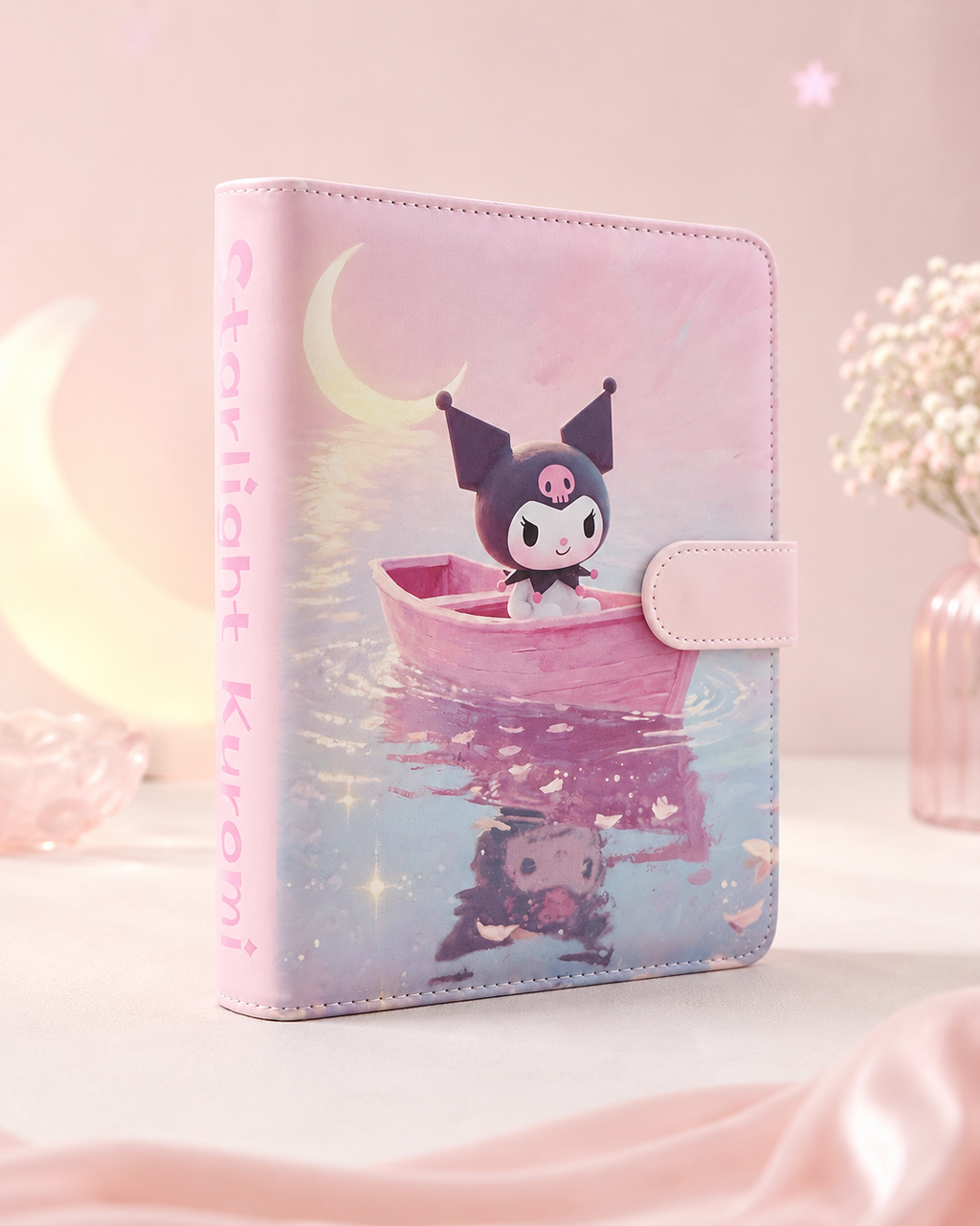 Starlight Kuromi A5 binder angled spine view