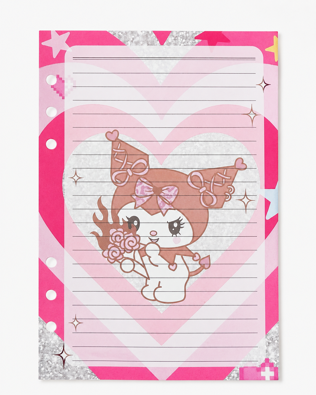 Single decorative lined A5 paper sheet included with binder