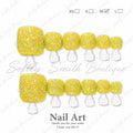 Bright yellow glitter press-on toe nails