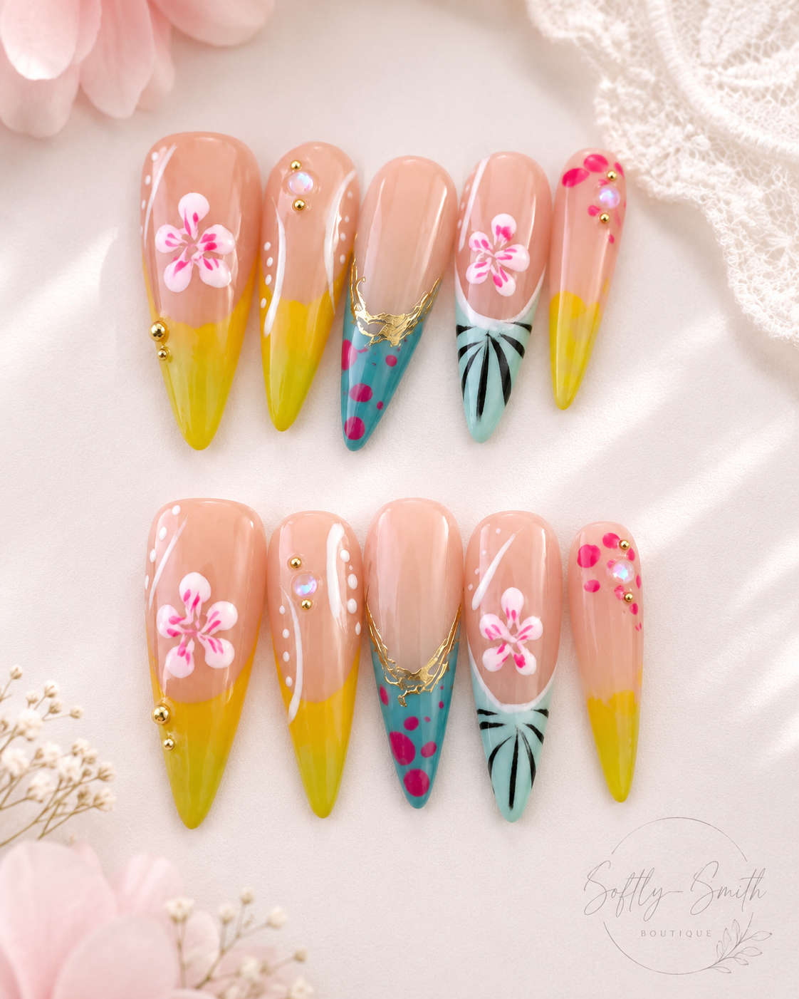 Tropical Blossom Pop press-on nail set